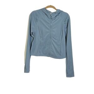 Yogalicious LUX Ultrasoft Jacket Full Zip Light Blue Size XL Pockets Hooded